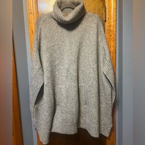 NWT J.Crew Gray Turtleneck Poncho Sweater Size S/M